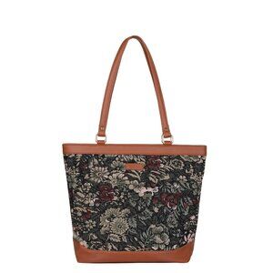 Women’s Vintage Tapestry Tote Bag | Top Handle Shoulder Satchel with PU Leather